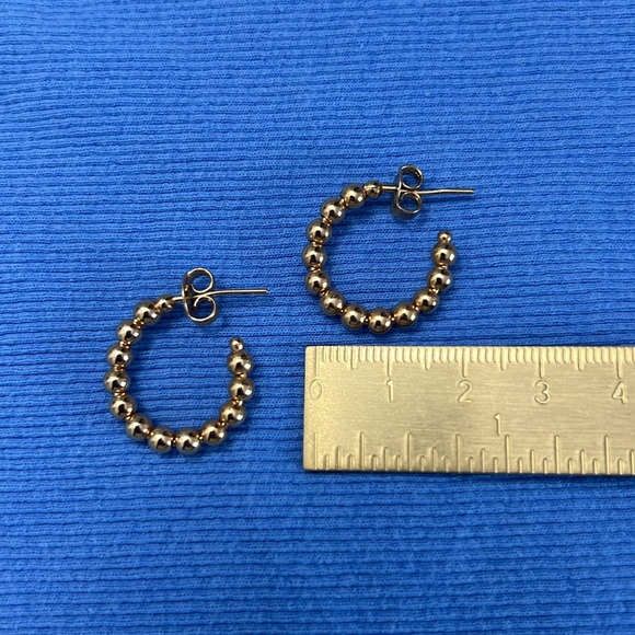 Gold Beaded Hoop Earrings - Picture 2 of 3